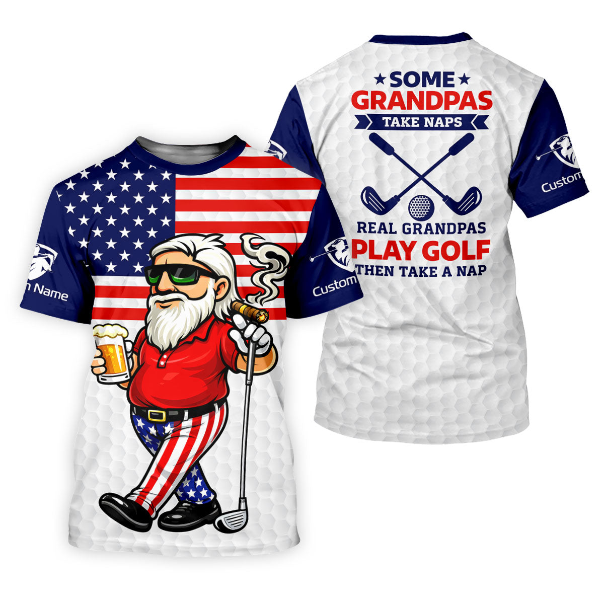 Real Grandpas Play Golf Father's Day 4th Of July Golf Shirt, 250 Years Polo Shirts For Men