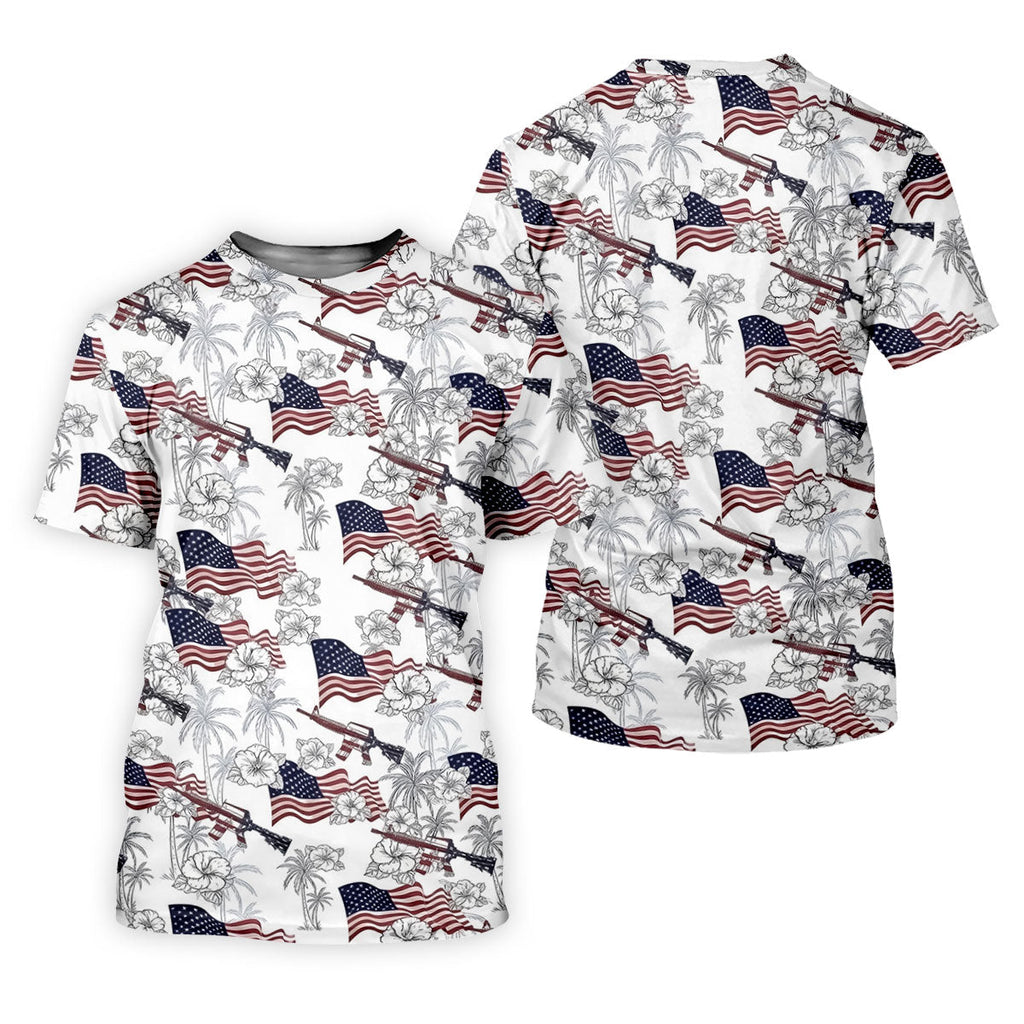 American Flag Pattern 4th Of July Tropical Vibe Patriotic Golf Shirt, 250th Anniversary Golf Shirts For Men
