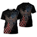 Faith Cross Patriotic Eagle Rhinestones Pattern 4th Of July Golf Shirt, 250 Years Golf Shirts For Men