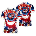 250 Years Red White Blue Tie Dye Print Patriotic Golf Shirt, 4th Of July Golf Shirts For Men