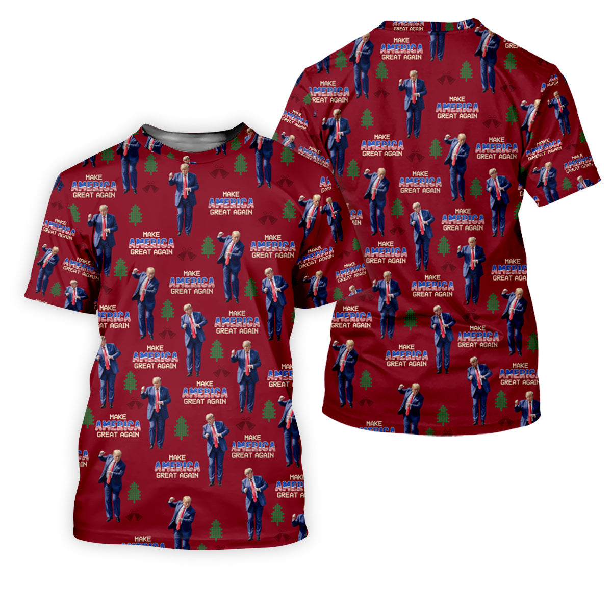 Make America Great Again Christmas Golf Trump Dancing Men's Golf Polo Shirts, Men Golf Polos, Golf Apparel