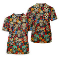Sugar Skulls Cinco De Mayo Celebration Fiesta Golf Polo For Men, Floral Pattern Golf Shirts For Men