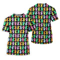 Colorful Easter Bunny Black Golf Shirt, Cute Golf Outfit, Golf Shirts For Men, Golf Gift For Men