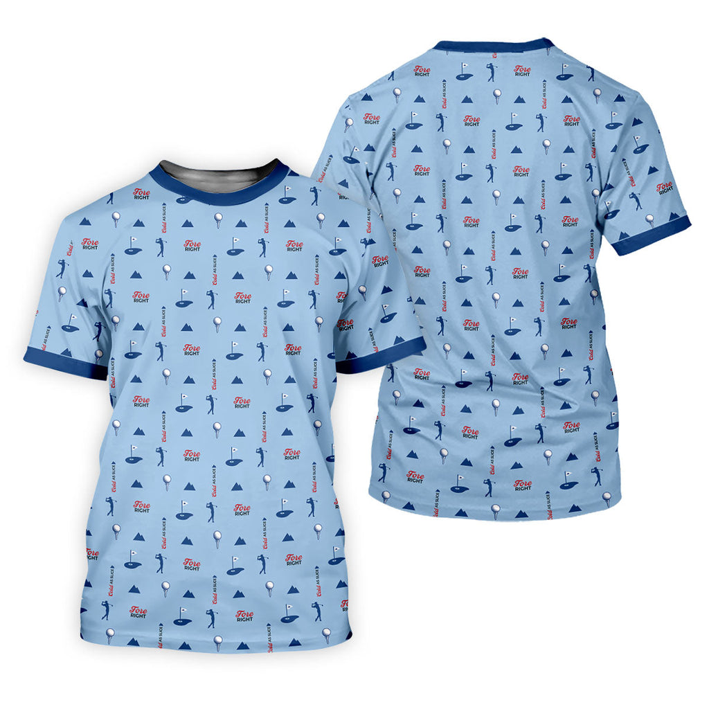 Fore Right Cold As Slice Golf And Beer Golf Shirts For Men, Polo Shirts For Men, Golfing Apparel