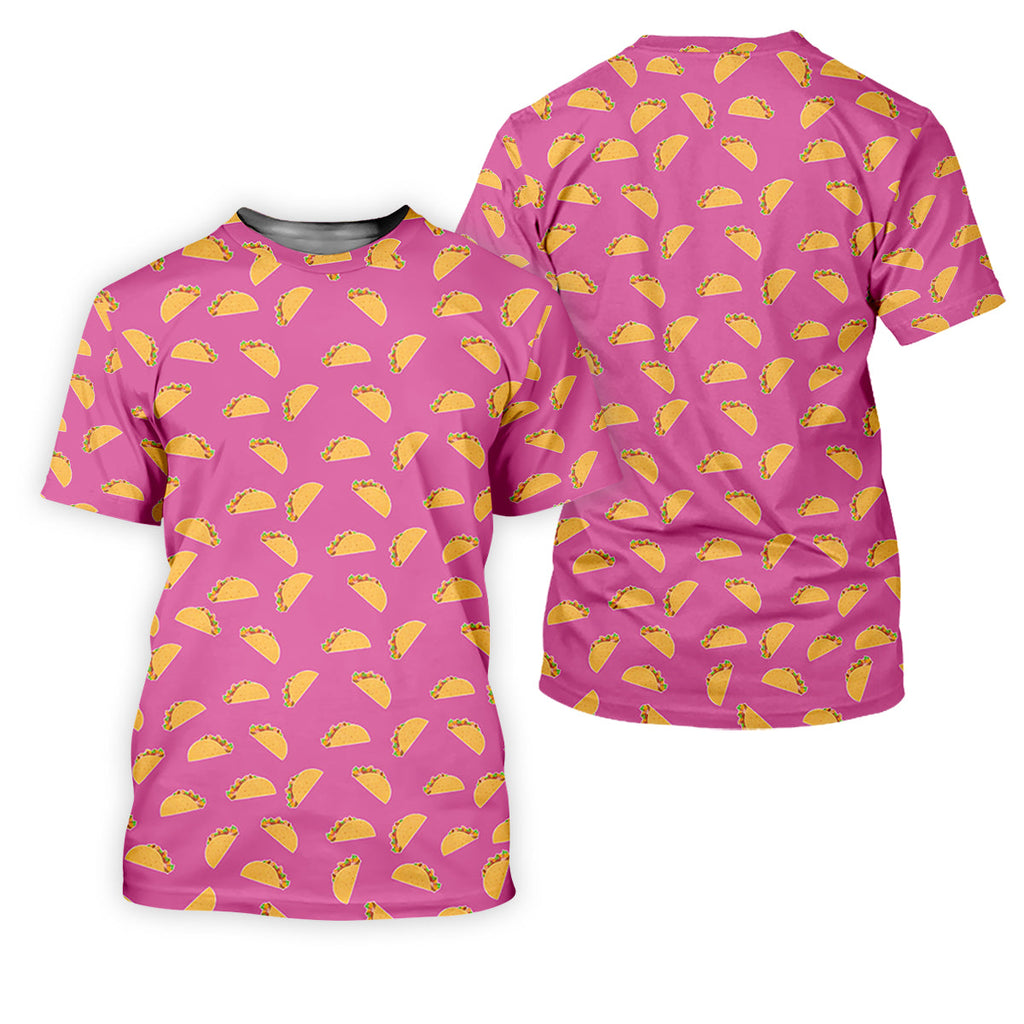 The Pink Taco Seamless Pattern Golf Tops For Men, Polo Shirts For Men, Golf Shirts For Men