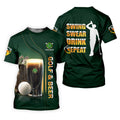 Swing Swear Drink Repeat Golf And Beer St Patrick's Day Green Golf Tops For Men, Golf Shirts For Men