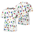 Christmas Light Print Fun Men's Golf Polos, Christmas Golf Shirt, Unique Gift For Golfer, Polo ShirtFor Men