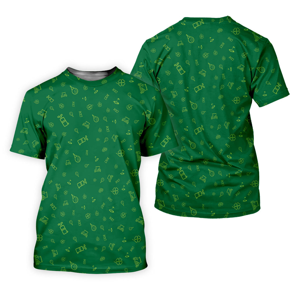 Golf And Beer Lucky Four Leaf Clover St Patrick's Day Green Golf Tops For Men, Golf Gift For Men