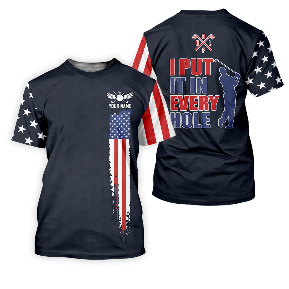 I Put It In Every Hole American Flag Patriot Red White Blue Golf Tops For Men, 250th Anniversary Golf Shirts For Men