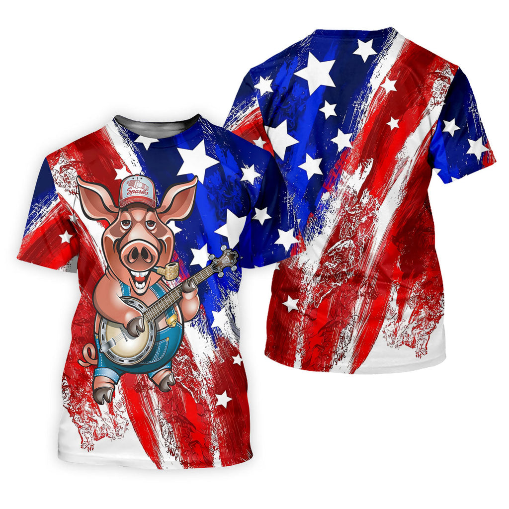 Patriotic American Flag Brush Strokes Funny BBQ 250th Anniversary Polo Shirts For Men, Golf Shirts For Men