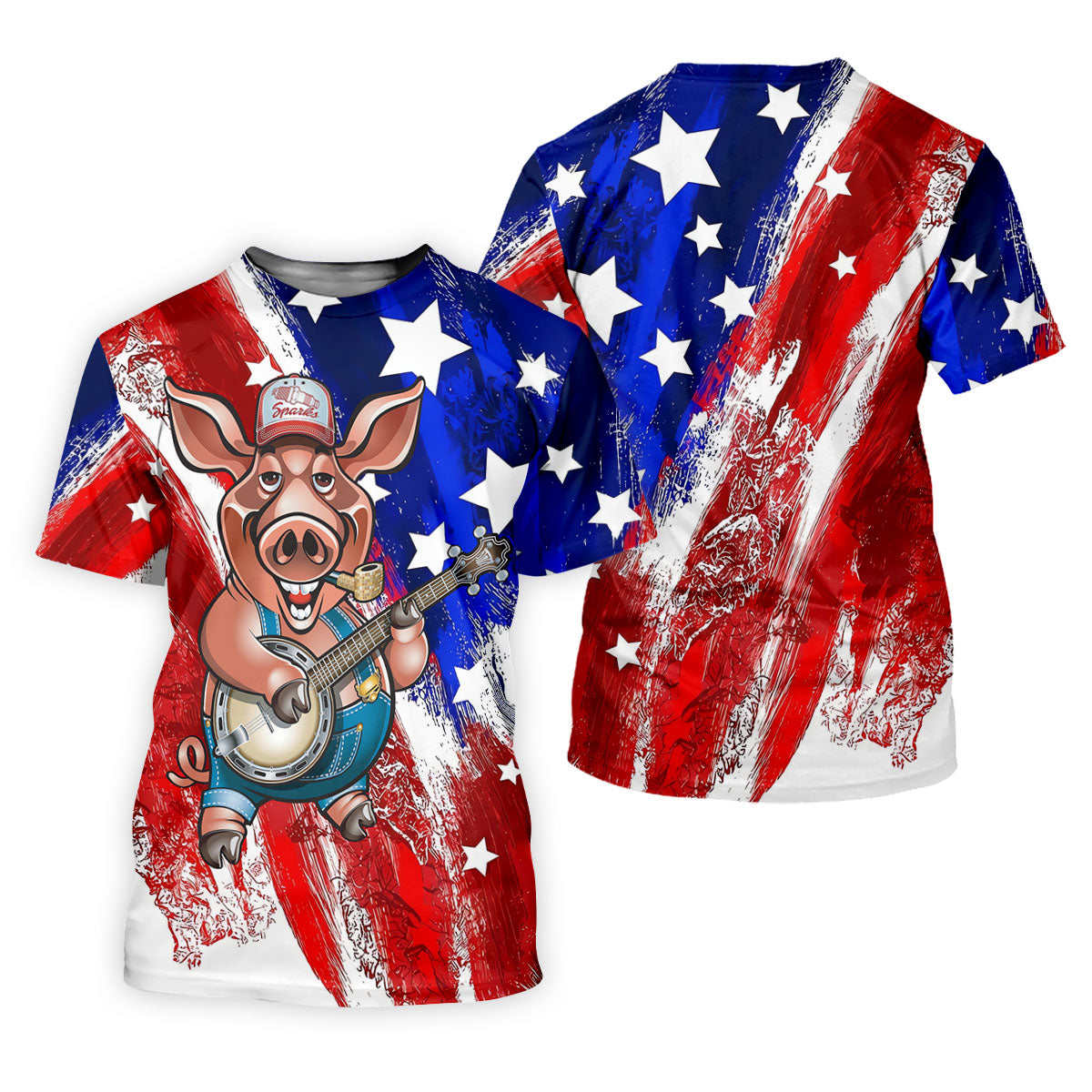 Patriotic American Flag Brush Strokes Funny BBQ 250th Anniversary Polo Shirts For Men, Golf Shirts For Men