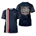 250 Years US Bald Eagle Golf Ball Pattern Golf Shirt, Patriotic 4th Of July Golf Shirts For Men