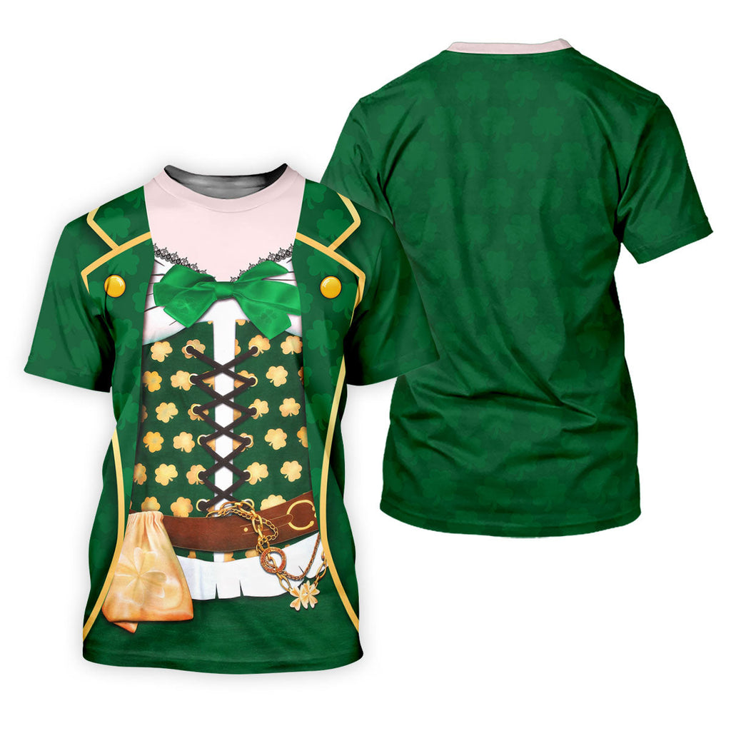St Patrick's Day Green Leprechaun Costume Print Golf Shirt, Men's Golf Shirt, Golf Gift For Men