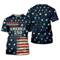 America 250 Distressed Flag 4th Of July Golf Shirt, Stars And Stripes Vintage Patriot Golf Shirts For Men