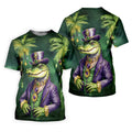 Mardi Gras Alligator Decorated Palm Tree Print Golf Shirt, Polo Shirts For Men, Golf Shirts For Men