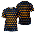 3D Effect Circular Pattern Orange Golf Shirt, Cool Golf Outfit, Men's Funny Golf Shirts, Polo Shirts For Men