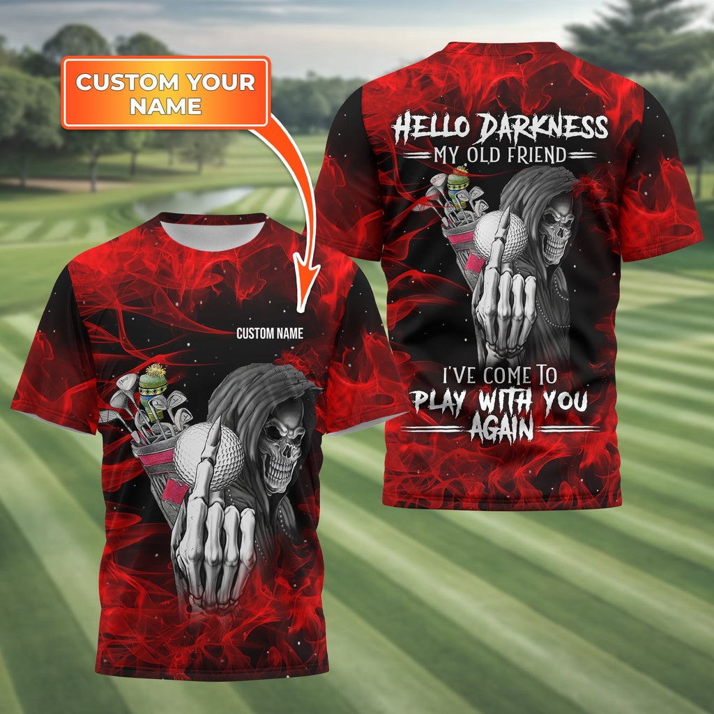 Hello Darkness My Old Friend Personalized Golf Polo ShirtGolf Shirt For Men, Gift For Golfers