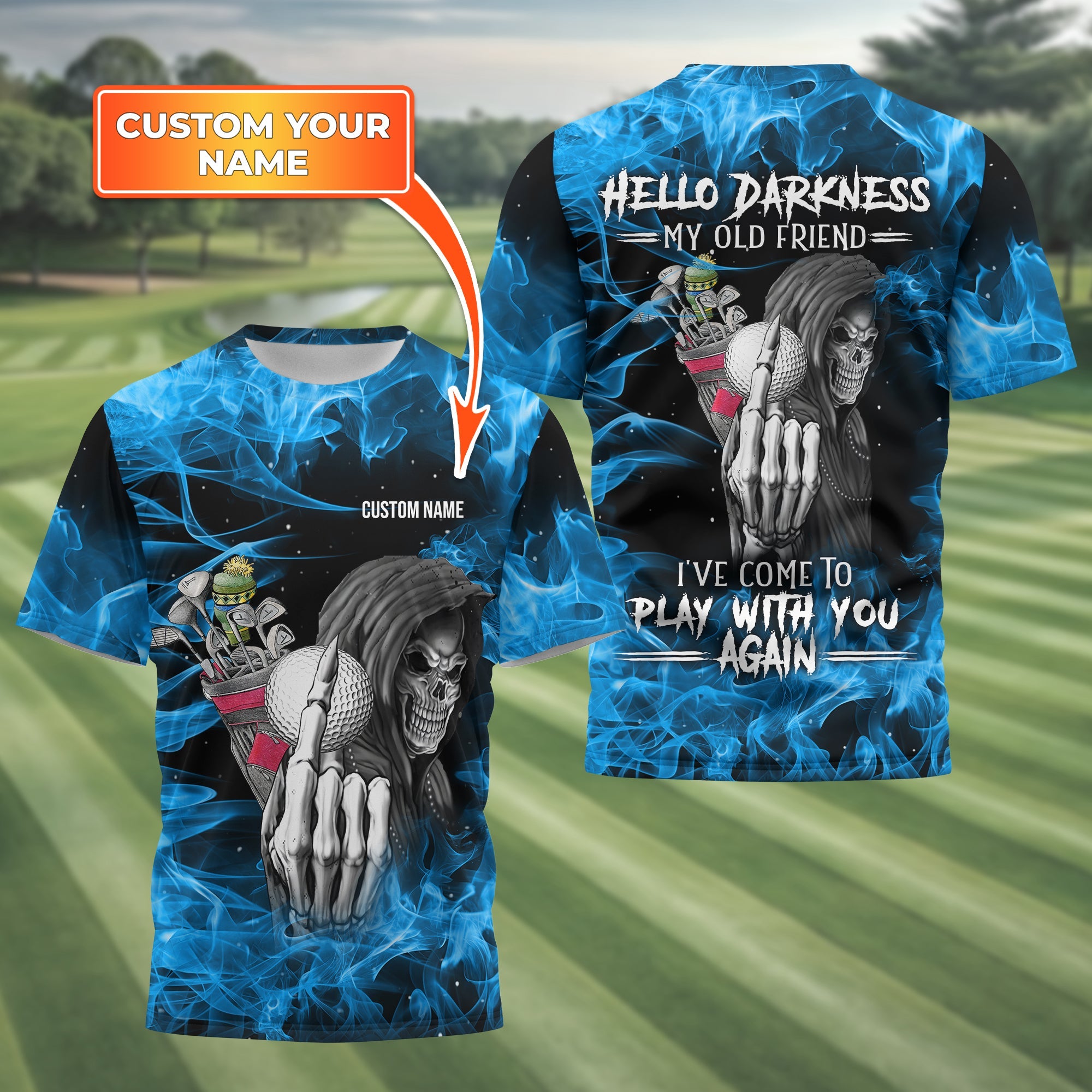 Hello Darkness My Old Friend Personalized Golf Polo ShirtGolf Shirt For Men, Gift For Golfers
