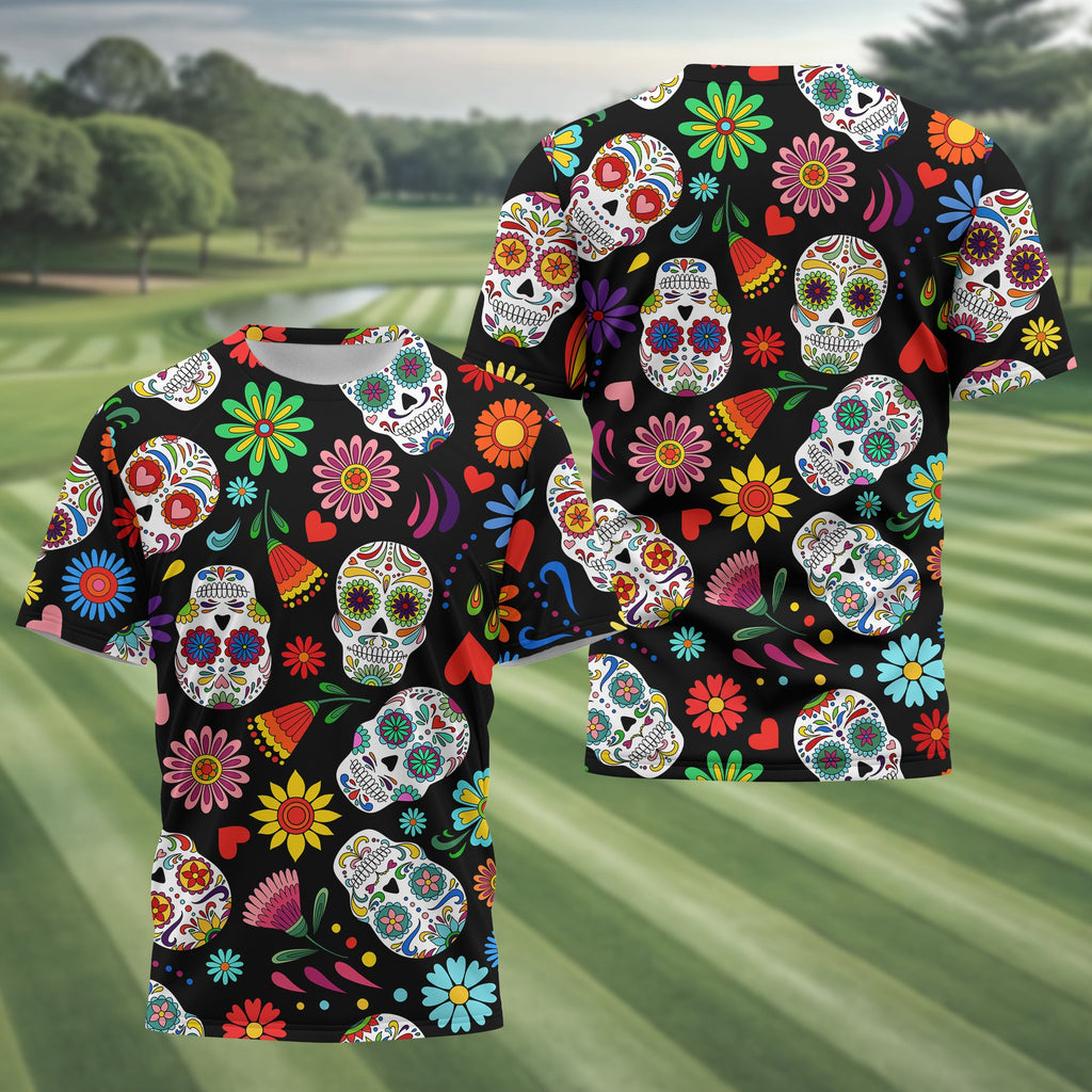 Fiesta Feeling Skull Men's Golf Polo ShirtFunny Golf Shirt, Gift For Golfers