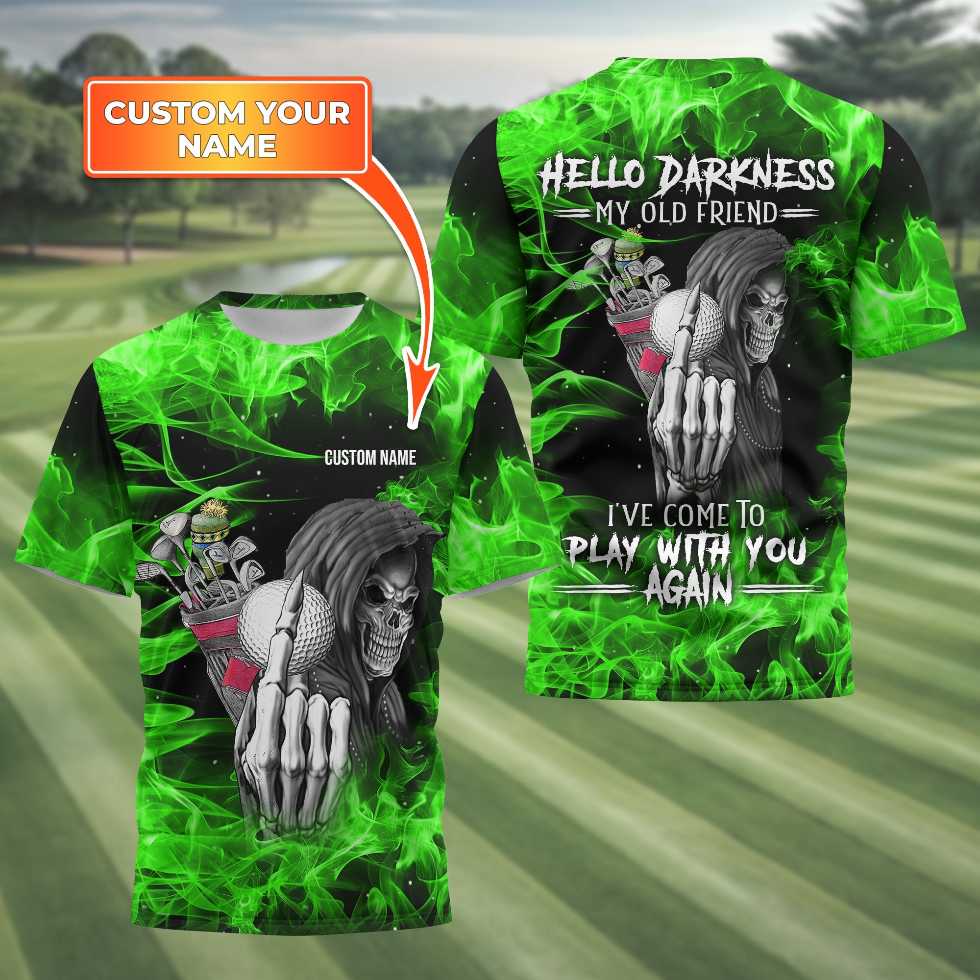 Hello Darkness My Old Friend Personalized Golf Polo ShirtGolf Shirt For Men, Gift For Golfers