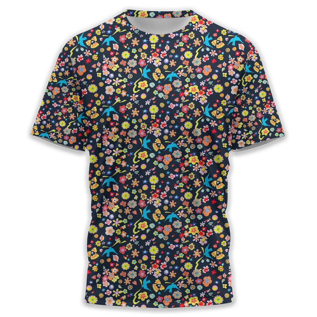 Floral Swallows Men's Golf Polo Shirt, Golfing Apparel, Gift For Golfers
