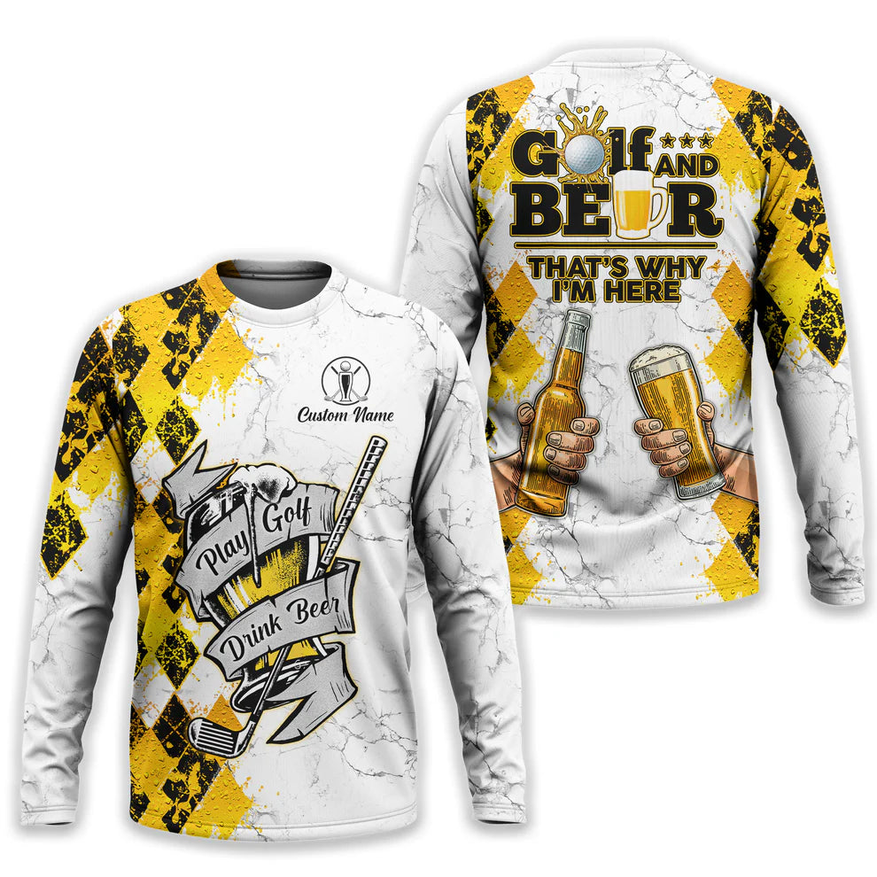 Personalized Play Golf Drink Beer Golf Shirt, Funny Golf Shirt, Golf And Beer Gift For Men
