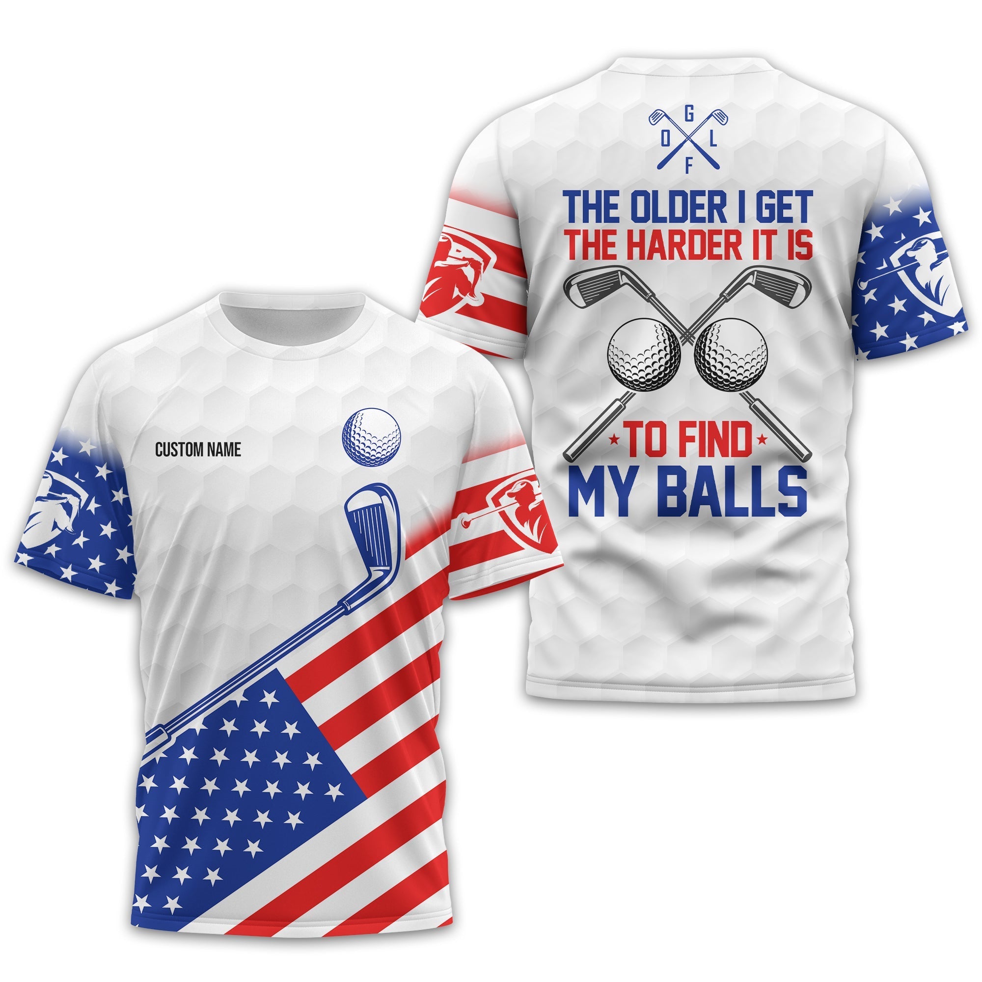 To Find My Balls, USA Flag Polo Shirt, Personalized Golf Shirt, Unique Gift For Golfer
