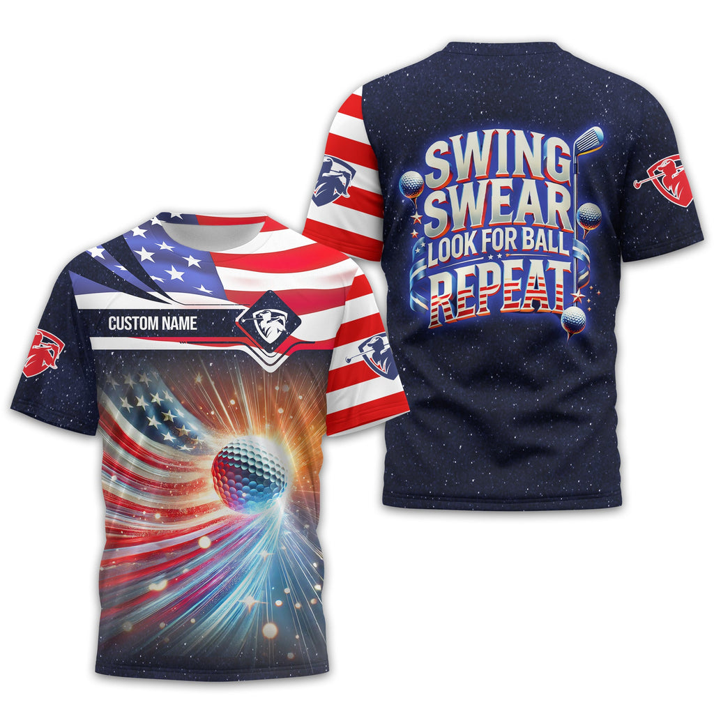 Swing Swear Look For Ball Repeat, Personalized Golf Shirt, Cool Golf Gifts