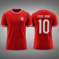 Switzerland Fooball Shirt, Swiss Alps V-NeckMen Football Lover, Soccer Fan Football Gifts