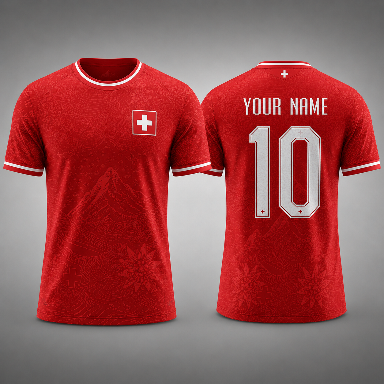 Switzerland Fooball Shirt, Swiss Alps V-NeckMen Football Lover, Soccer Fan Football Gifts