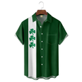 St Patrick‘s Day Shamrock Green And White Hawaiian Golf Shirt, Holiday Hawaiian Shirt, Tropical Vibe Men's Golf Shirt