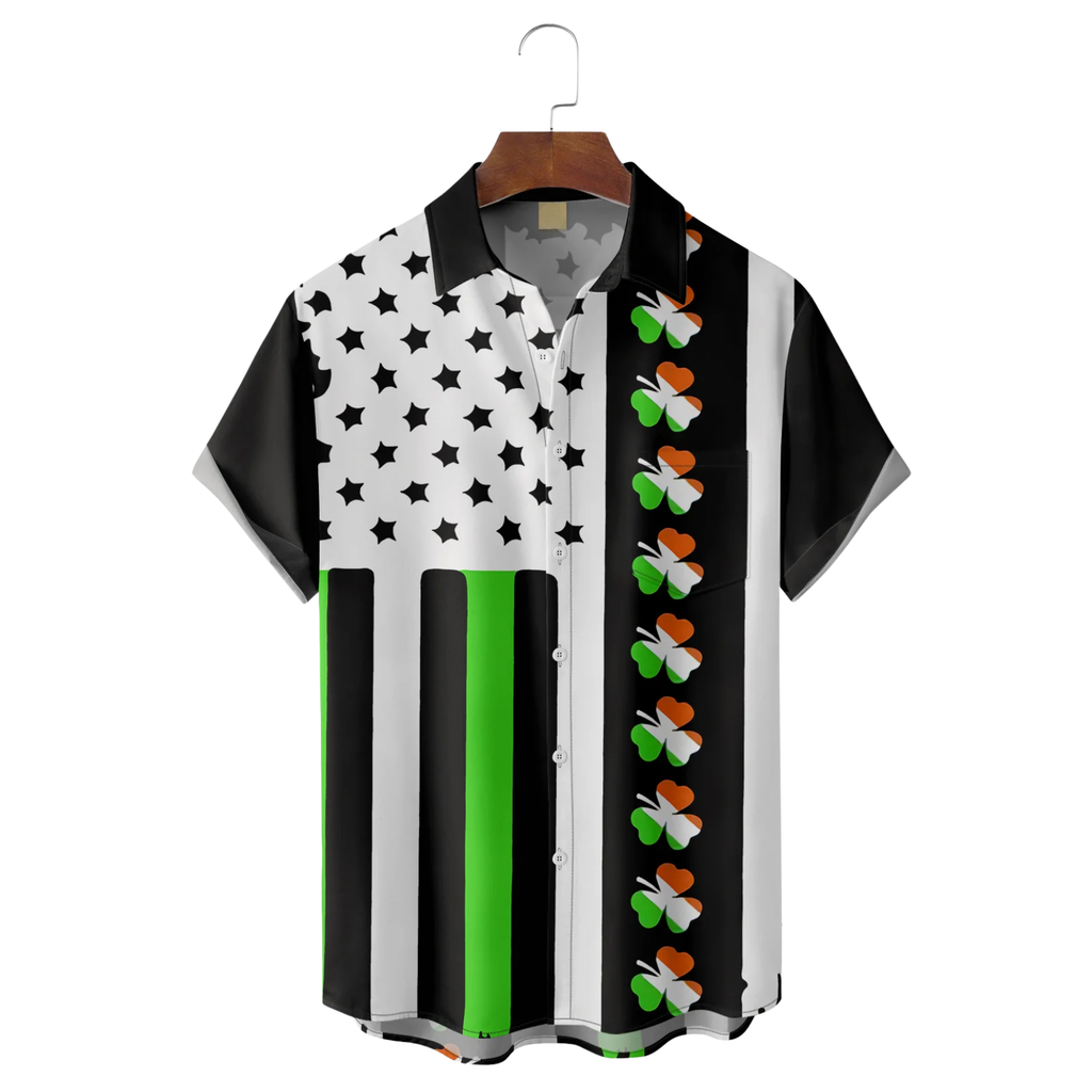 St. Patrick's Day Patriot Theme Hawaiian Golf Shirt, Tropical Vibe Men's Golf Shirt