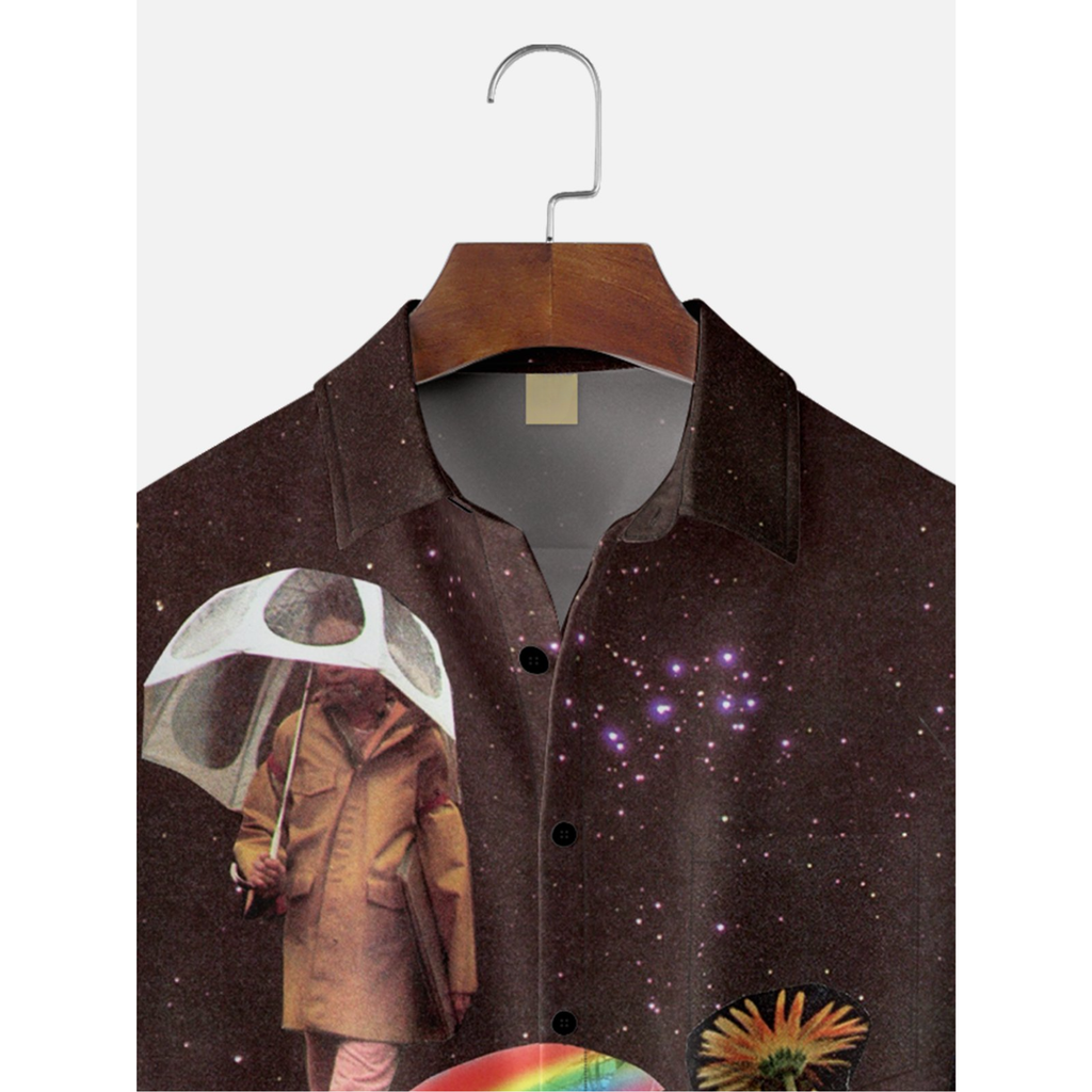 Fun Rainbow Collage Art Hawaiian Golf Shirt, Unique Golf Shirt, Tropical Vibe Funny Golf Shirt