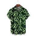 Neon Pattern Lucky Shamrock Art Hawaiian Golf Shirt, Tropical Vibe Men's Golf Shirt