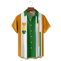 St. Patrick's Day Shamrock Green Orange White Hawaiian Golf Shirt, Tropical Vibe Men's Golf Shirt