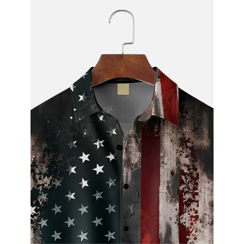 Independence Day National American Flag Hawaiian Golf Shirt, 250th Anniversary Tropical Vibe Men's Golf Shirt