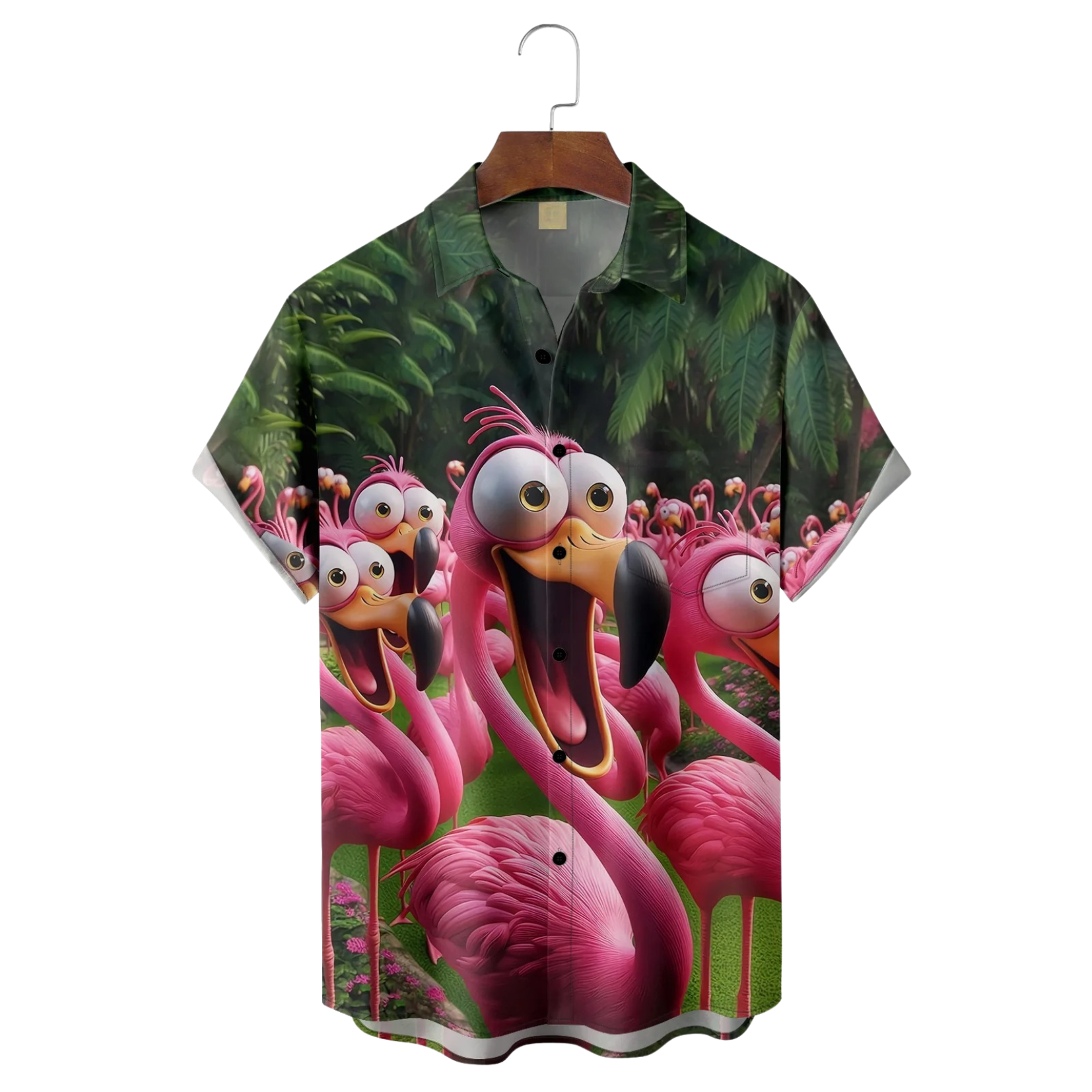 Flamingo Funny Shock Art Hawaiian Golf Shirt,  Men's Golf Shirt, Tropical Vibe Funny Golf Shirt