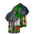 St. Patrick's Day Irish Flag Hawaiian Golf Shirt,  Men's Golf Shirt, St. Paddy's Day Shirt