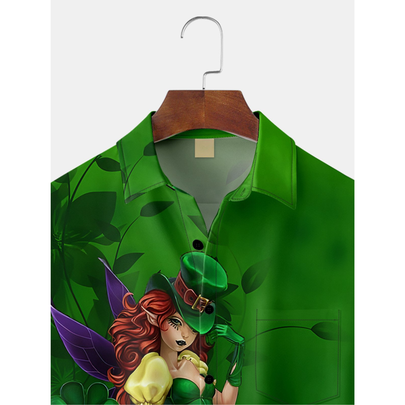Green St. Patrick's Day Lucky Clover Beauty Hawaiian Golf Shirt, Men's Golf Shirt, Tropical Vibe Golf Polo Shirts