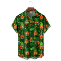 Green Irish St. Patrick's Day Lucky Clover Gold Coins Hawaiian Golf Shirt, Tropical Vibe Men's Golf Shirt
