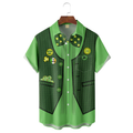 Green St. Patrick's Day Lucky Clover Gold Coins Hawaiian Golf Shirt, Tropical Vibe Men's Golf Shirt