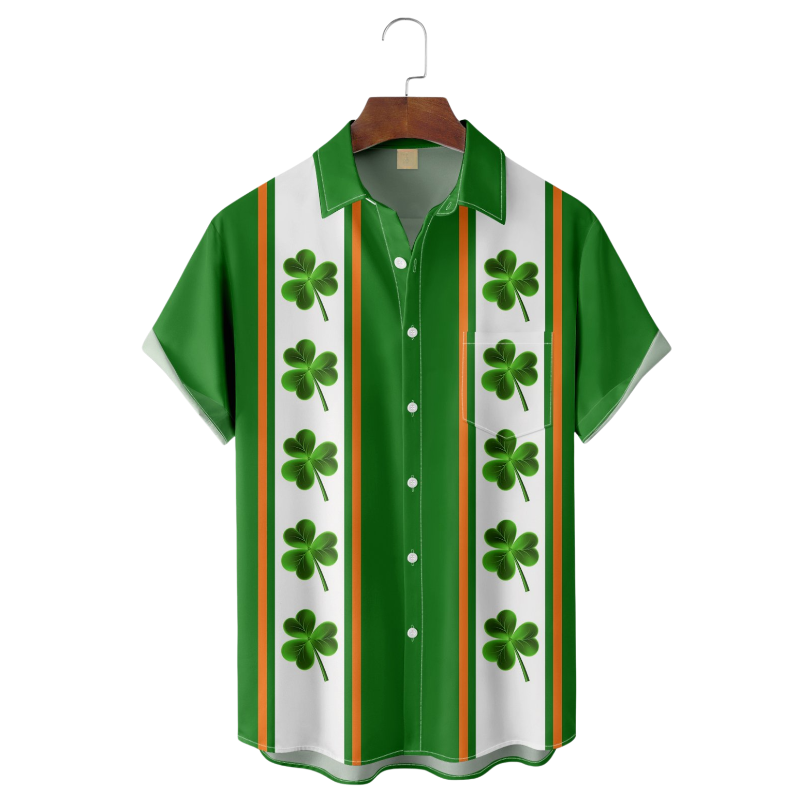 Lucky Clover Leaf St Patrick‘s Day Shamrock Hawaiian Golf Shirt, Tropical Vibe Men's Golf Shirt