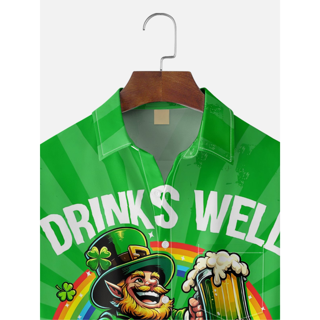 St. Patrick's Dwarf Beer Hawaiian Golf Shirt, Holiday Hawaiian Shirt, Tropical Vibe Men's Golf Shirt
