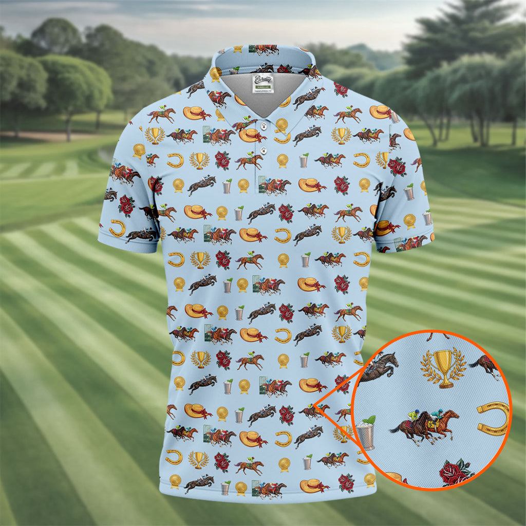 Run For The Roses Horse Ride Racing Golf Tops For Men, Golf Shirts For Men, Polo Shirts For Men