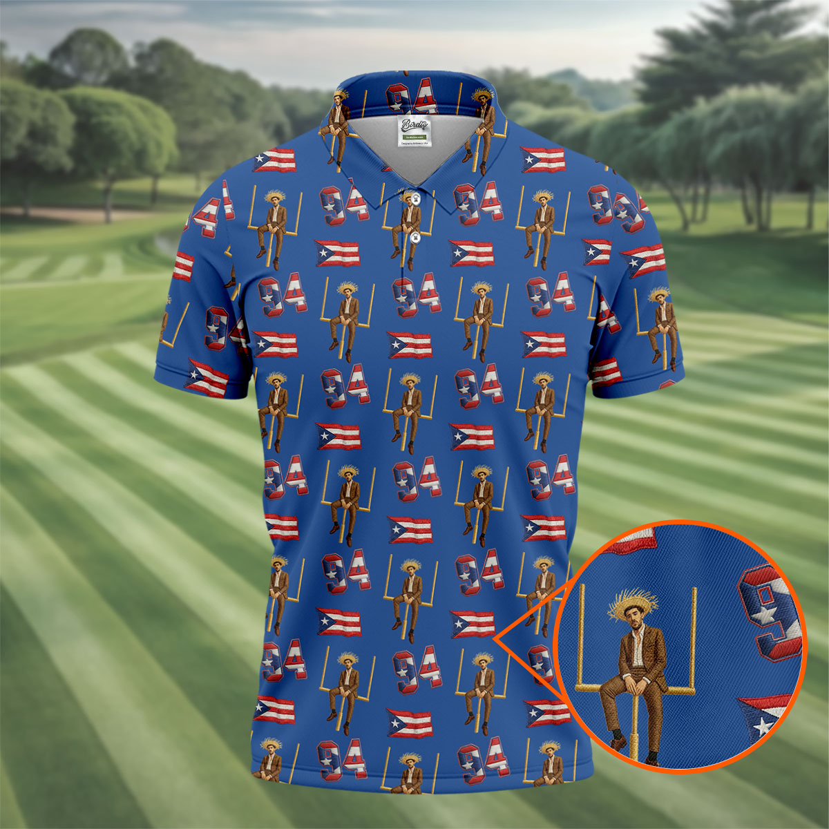 Bad Bunny Benito Bowl Football Theme Blue Men Polo, American Football League Gift Ideas For Football Fans