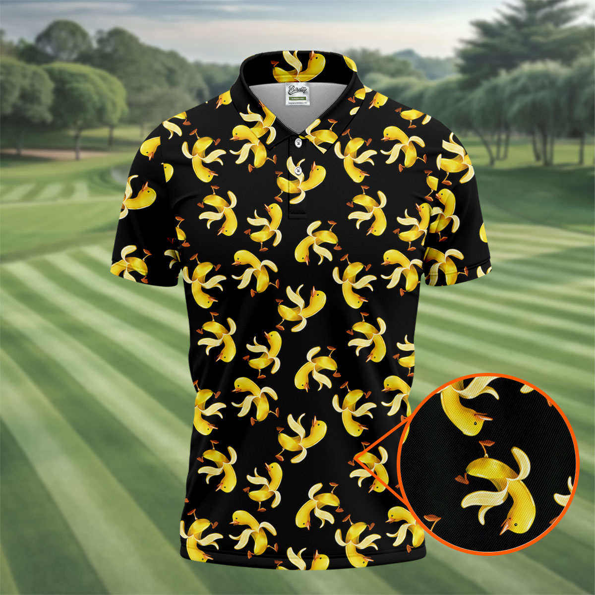 Banana Duck Hawaiian Golf Shirt, Men's Funny Golf Shirts, Polo Shirts For Men