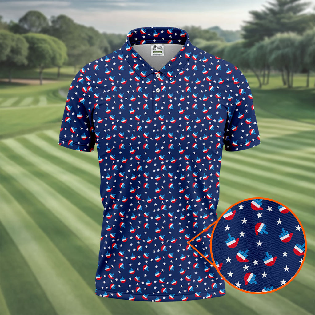 Red White Blue Dirty Finger 4th Of July Golf Shirt, Patriotic Golf Shirt, 250th Anniversary Men's Funny Golf Shirts