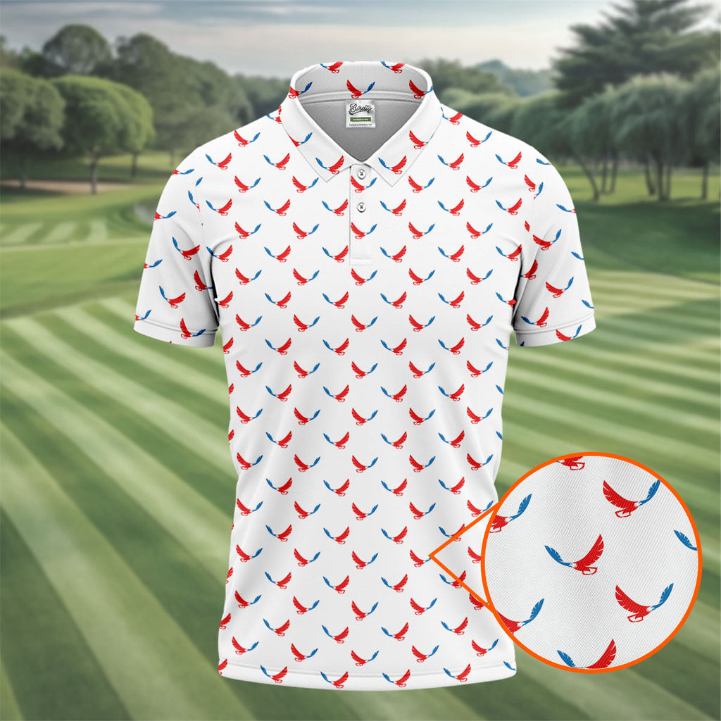 Red White Blue Eagle White Golf Shirt, 4th Of July Golf Shirt, 250th Anniversary Patriotic Golf Shirts For Men