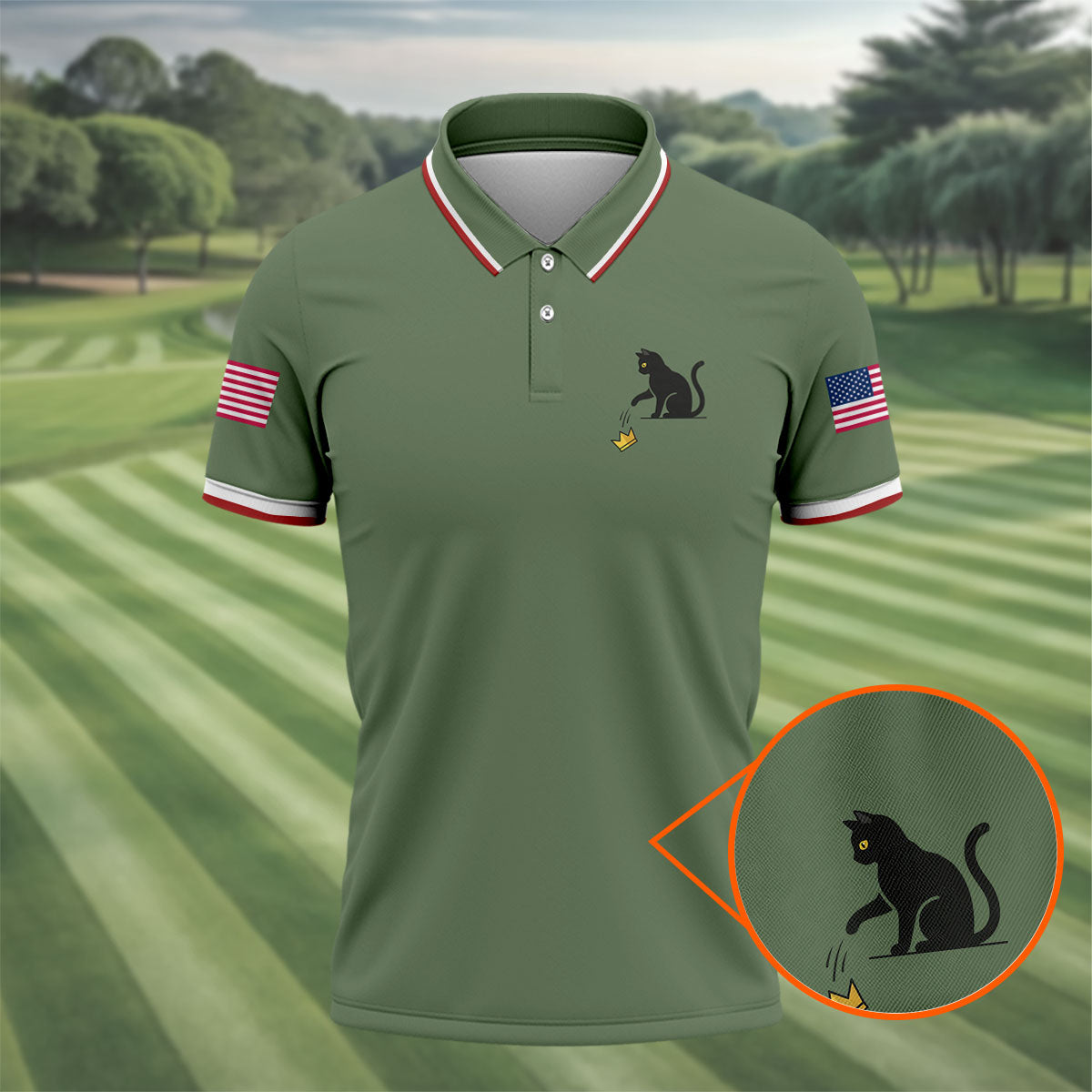 No King Naughty Cat 250 Years Patriotic Golf Shirt, Golf Shirts For Men, 4th Of July Golf Shirt