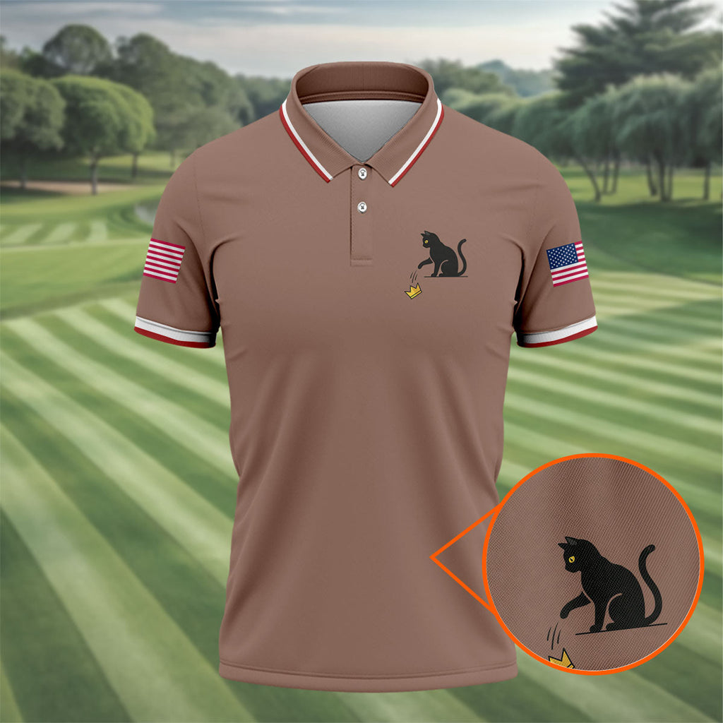 No King Naughty Cat 250 Years Patriotic Golf Shirt, Golf Shirts For Men, 4th Of July Golf Shirt